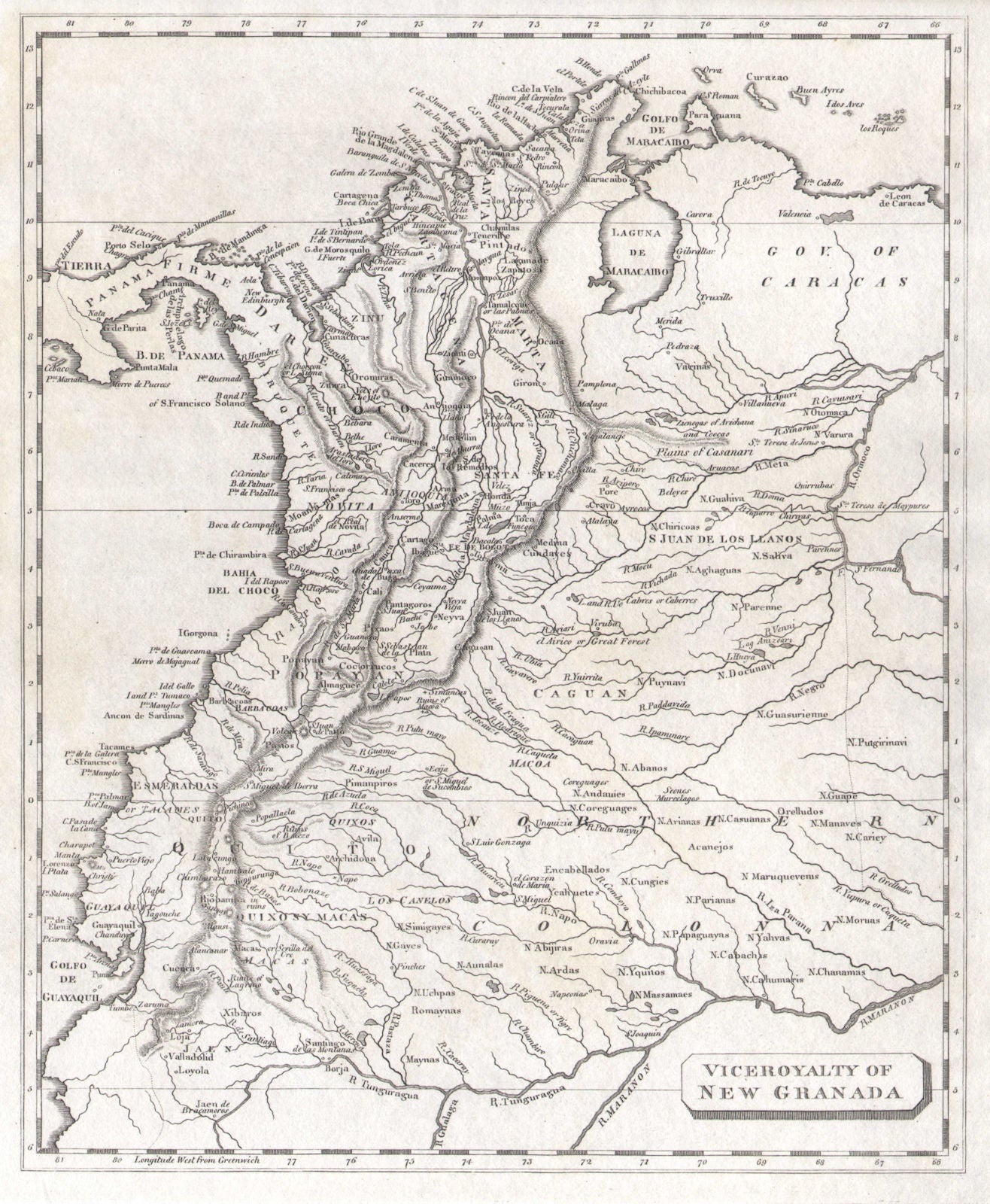 Viceroyalty of New Granada. Arrowsmith & Lewis. Colombia Ecuador Panama 1812 map